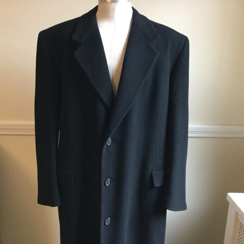 Mens Black Camel Hair Overcoat Saks 5th Ave / Black Camelhair | Etsy