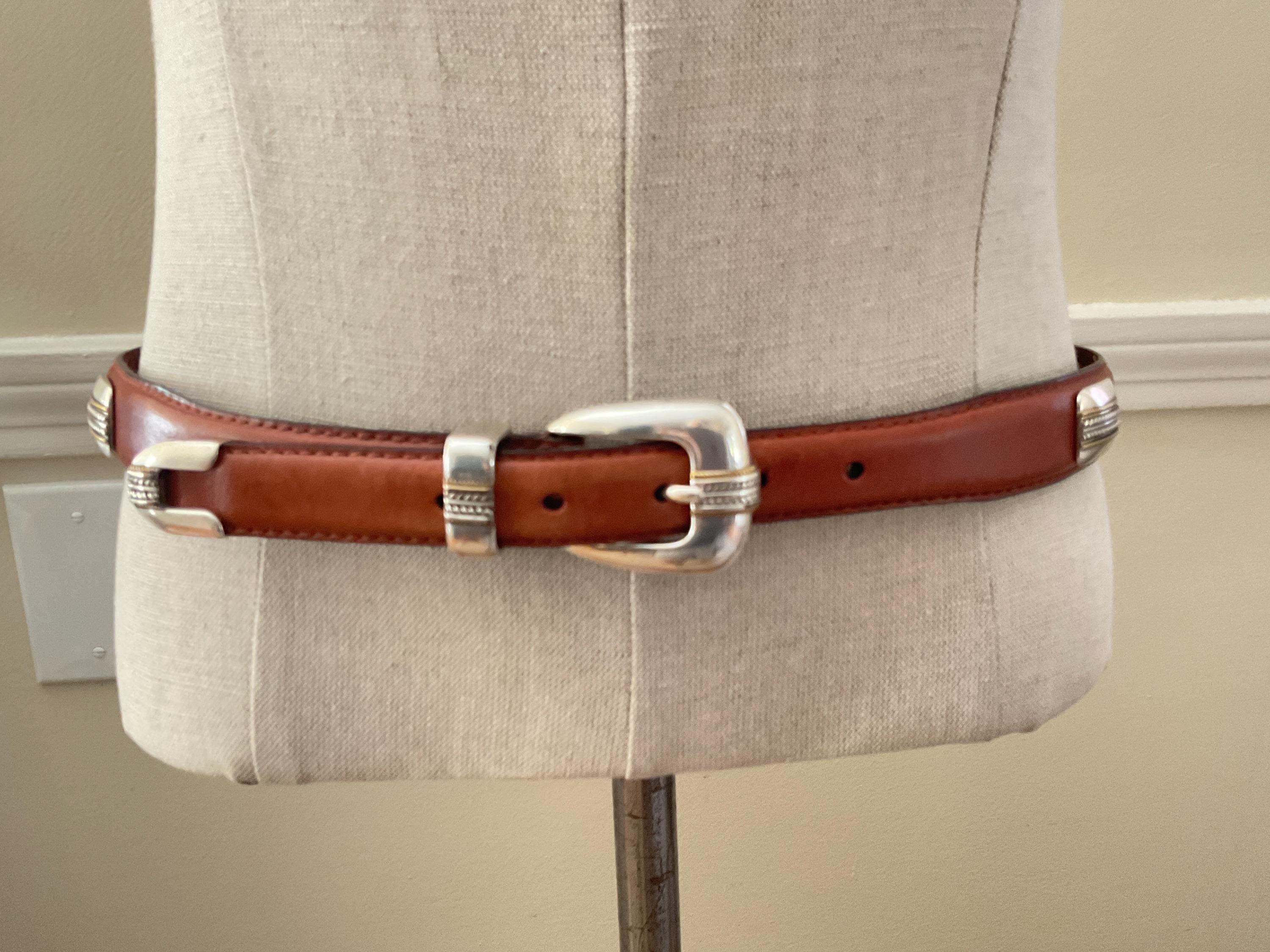 Vintage Genuine Cherry Leather Heart Conch Western Belt 80s Belt, A Vintage, Concho, Coral, Gary Reeves Hallmark  main image 2