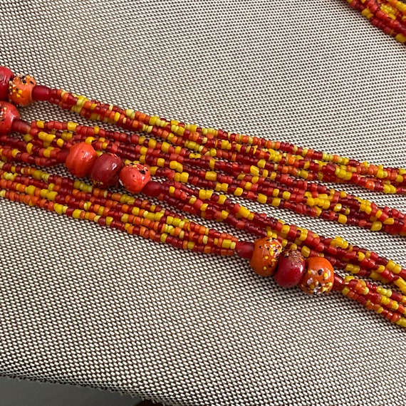 Art Glass Flecked Bead Necklaces (2) / Orange End… - image 6