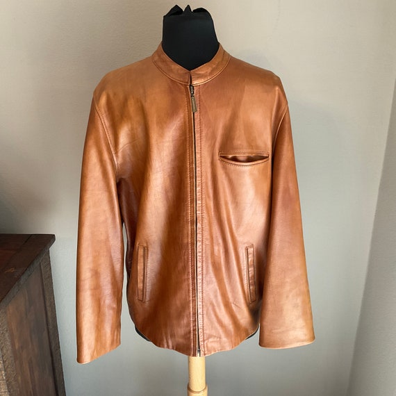 Tan Leather Racer Style Jacket Die Verruckt Heit … - image 3