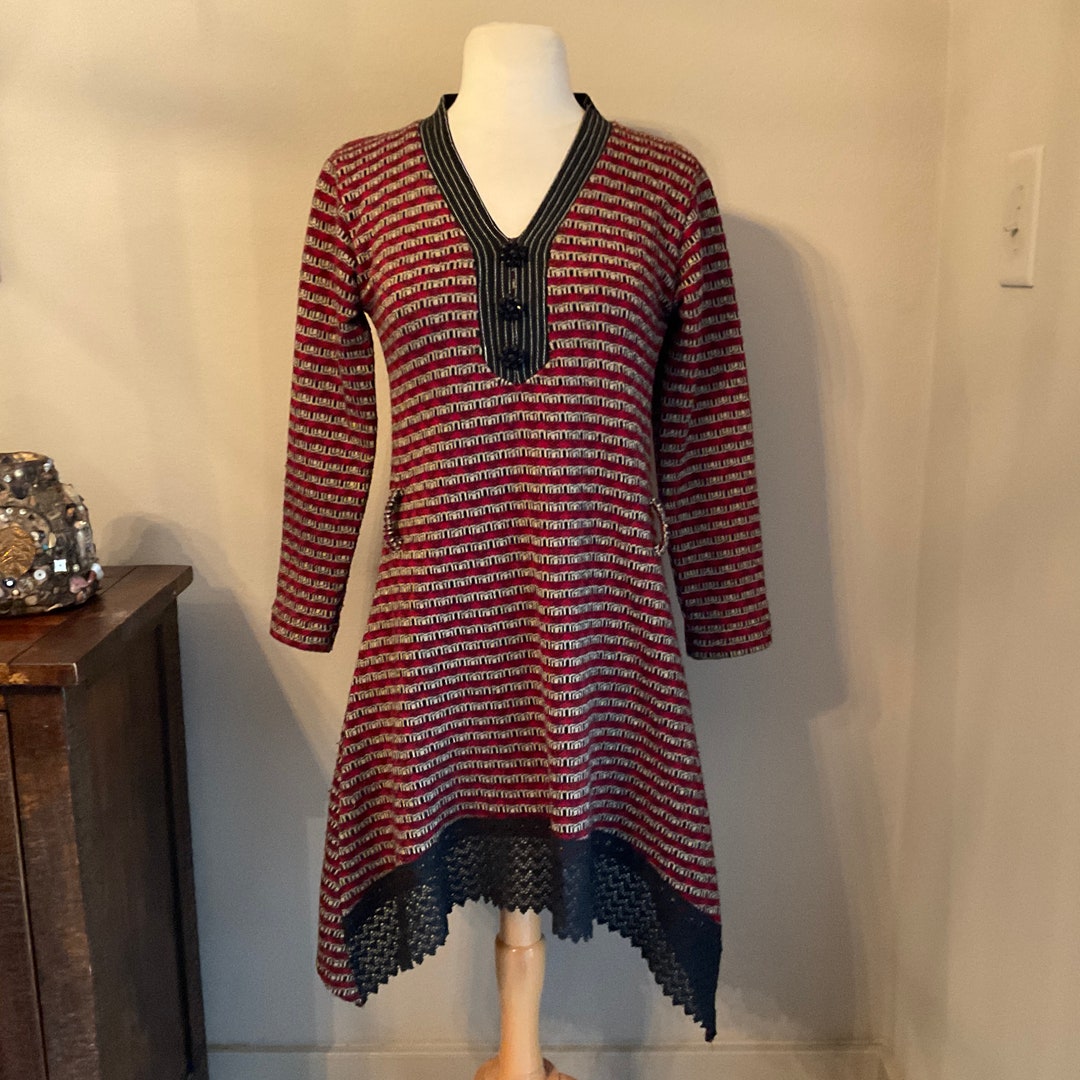 SALE Artsy Knit & Lace Tunic Dress by KIO / KIO India Wearable Art Knit