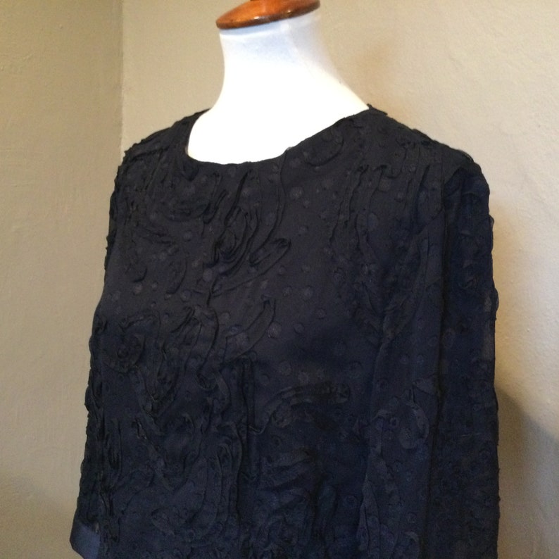 Vintage 60s Ribbon Blouse Breakfast at Tiffanys / Fancy Black Ribbon Evening Top 60s Style / Chic Holly Go Lightly Black Evening Top image 4