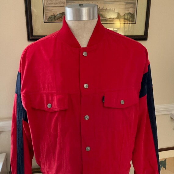 2000s LEVIS RED TAB ENGINEERED NAVY BLUE CORDUROY CORD TRUCKER JACKET 36” SMALL