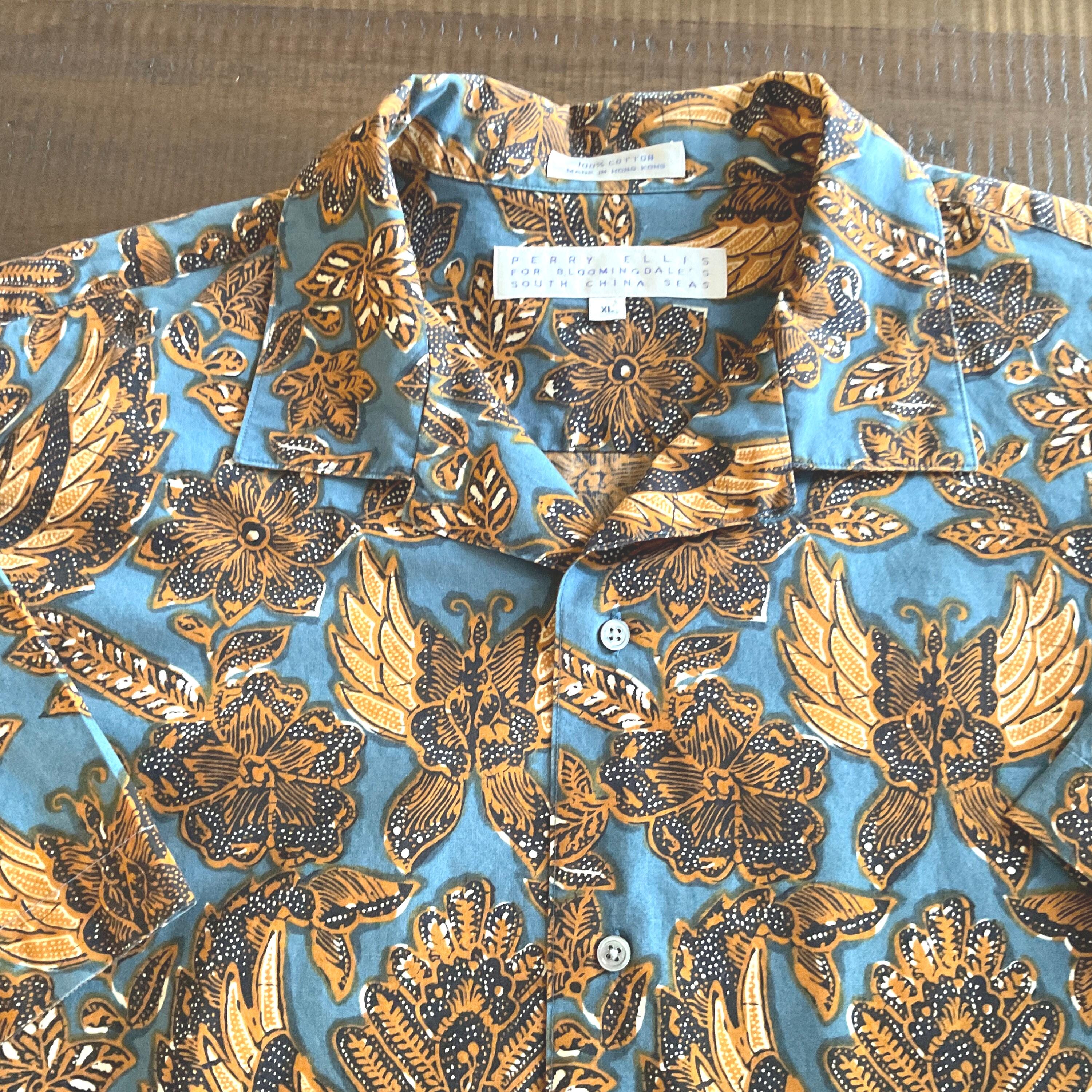 トップス 00s PERRY ELLIS art pattern silk shirt Mens Perry Ellis Vintage RARE Tropical Shirt Bloomingdales