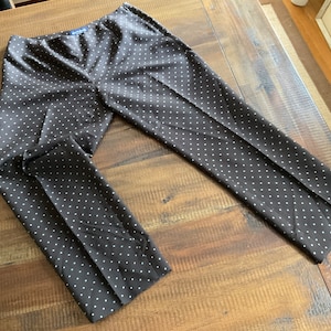 Silk Polka Dot Cropped Pants / Size 4P / Lt Blue Dots on Dark Brown Silk Pants / Ann Taylor Silk Crop Pants / Silk Polka Dot Pants