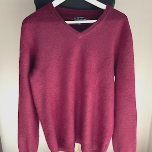 Mens Cashmere Burgundy V Neck Sweater Med 40 Chest / Club Room Cashmere V Neck Pullover Sweater / Cashmere Sweaters