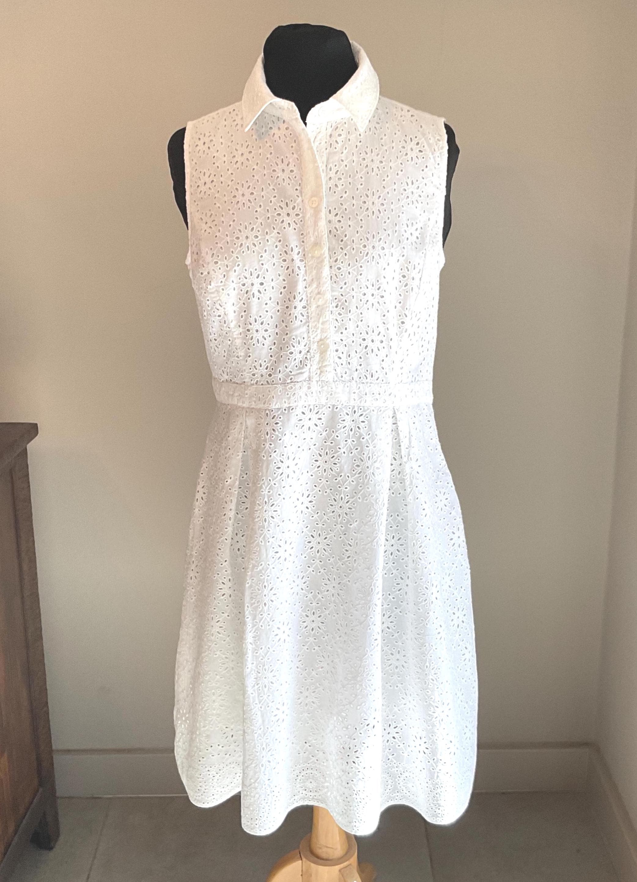 Lauren Ralph Lauren White Eyelet Shirtwaist Dress Size 8