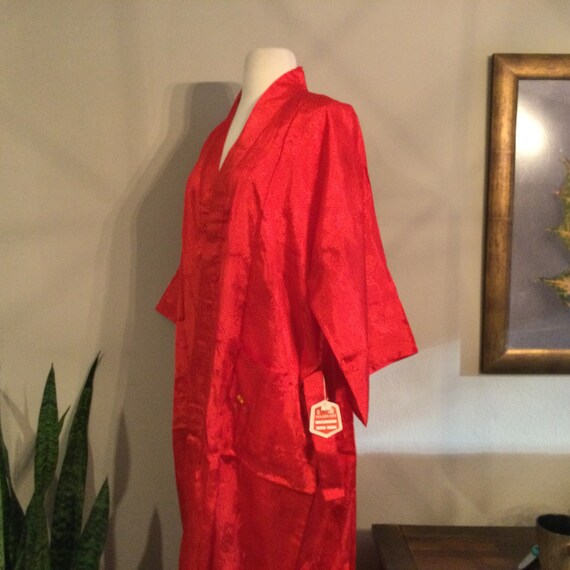 Asian Red Satin Robe w Gold Thread Dragon NOS w Tag /… - Gem