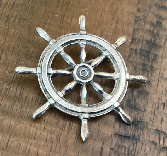 Nautical Sterling Boat Steering Wheel Pin / Nautical Boat Steering Wheel / Nautical Silver Pin / Nautical Jewelry / Nautical Gift
