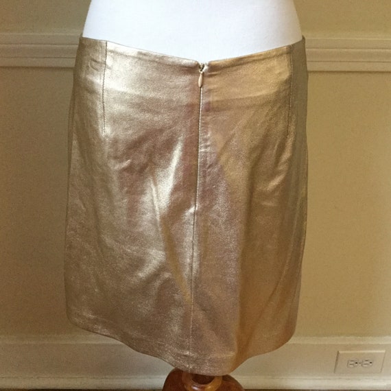 Gold Leather Wrap Skirt / Hipster Gold Genuine Le… - image 4