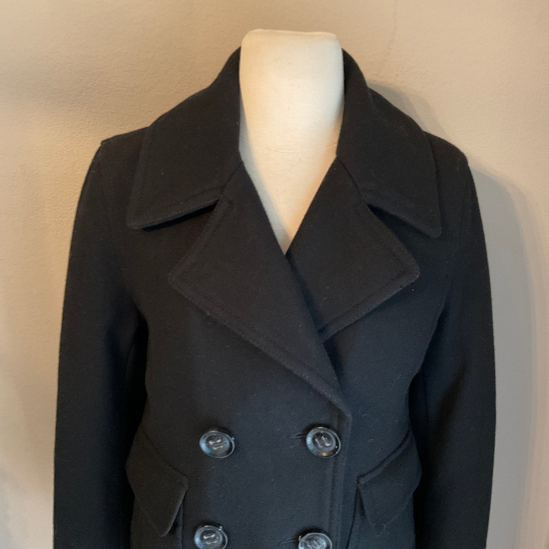 American Eagle Black Wool Peacoat Coat Medium / Womens Black Double ...