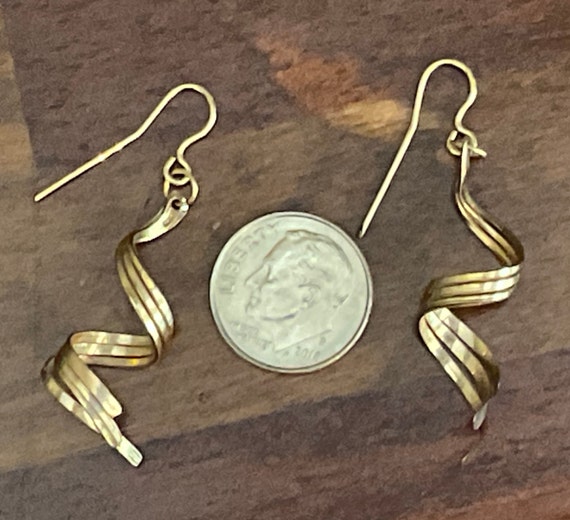 Gold Dangle Earrings 14k GF, Gold Filled Spiral E… - image 4