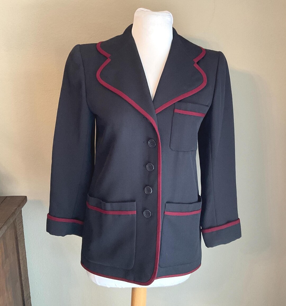 YSL rive gauche フランス製 ベロアJK 36 Yves Saint Laurent Rive Gauche Paris Blazer Sz 36-4/ Vintage YSL