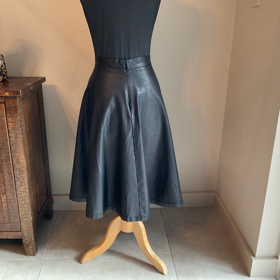 Black Faux Leather Full Skirt Med / Faux Leather … - image 6