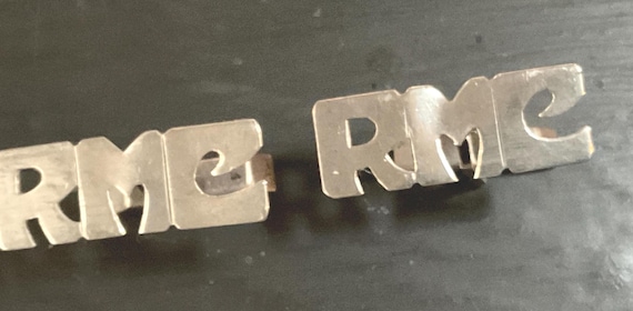 70s Leonore Doskow Silver RMC Initial Cufflinks / Jewelry Designer Sterling Silver RMC initial Cufflinks / RMC Silver Monogram Cufflinks