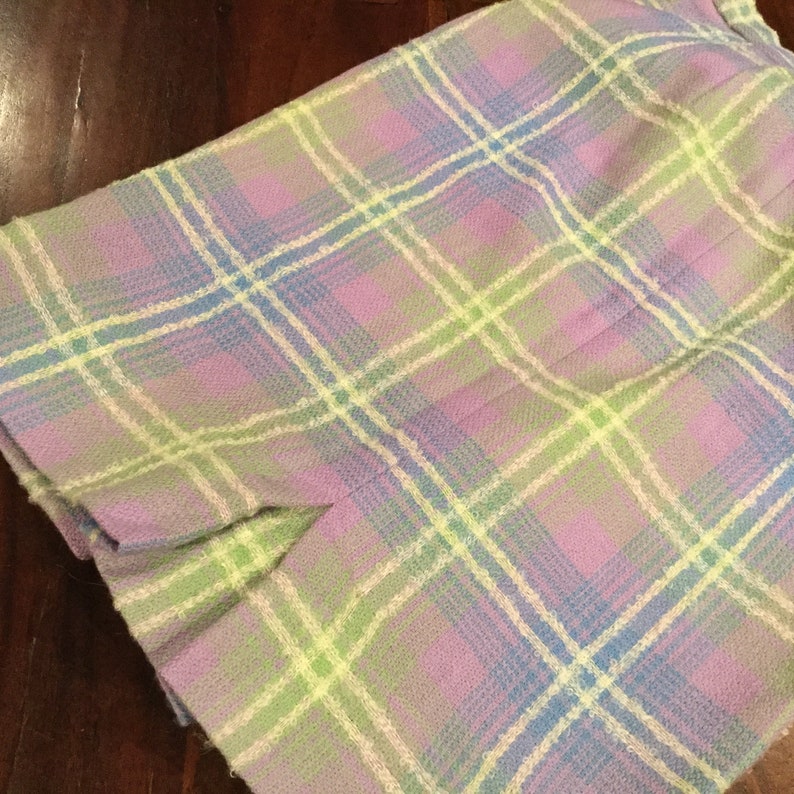 Vintage Mohair Plaid Pencil Skirt Rockabilly 26 Waist 38 Hip / 50s 60s