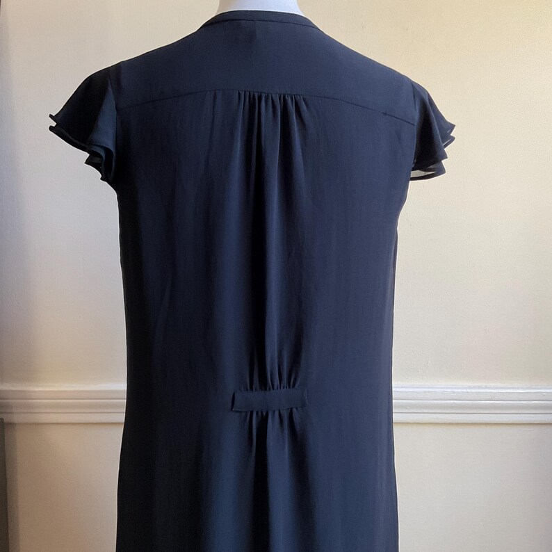 Black Chiffon Crepe Babydoll Style Cocktail Dress / Tag 10 Chest 37