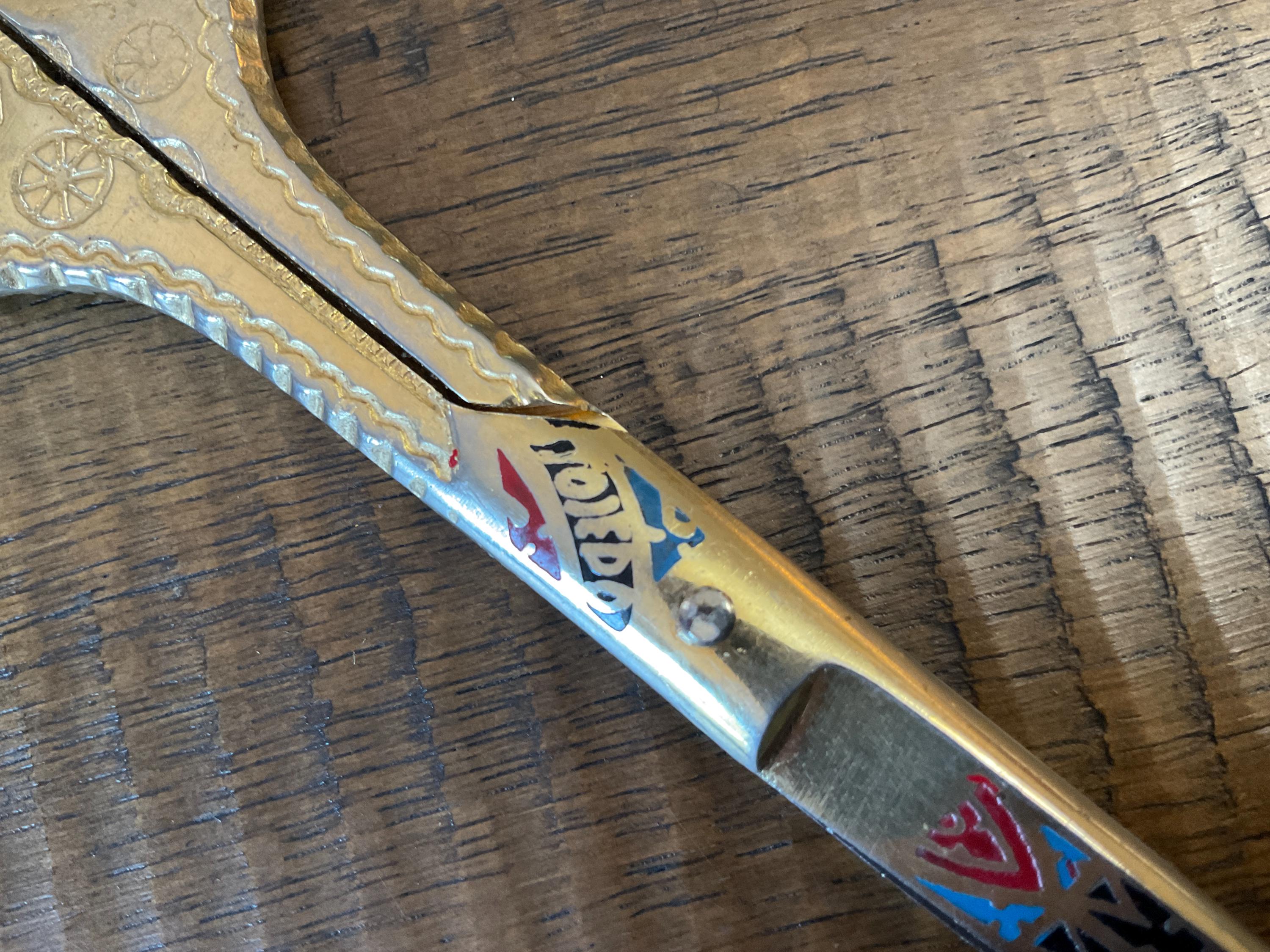 Toledo Spain Etched Enamel Scissors Damascene 6” X 2