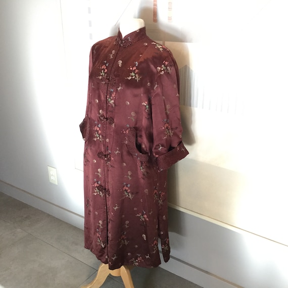SALE,Vintage Asian Satin Embroidered Quilted Robe