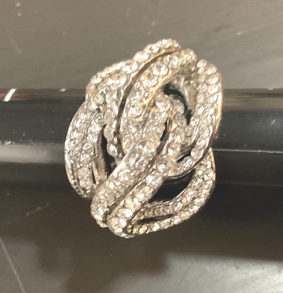 Rhinestone Encrusted Open Ring Adjustable Stretch… - image 4