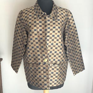 Brocade Boxy Blazer Jacket Outsider Designworks Large / Geometric Brocade Tapestry Jacket Boxy Olive Browns Grays Fancy Event Evening Party