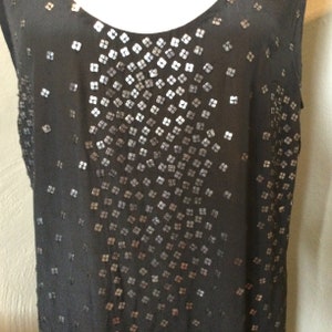 Sequin Tunic by Tracy Reese / Black Sleeveless Sequin Tunic / Tag L / Tracy Reese Floating Metallic Sequin Top / Sequin Party Top image 2