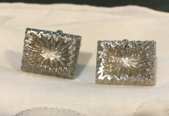 Brutalist Signed CUFFLINKS / Brutalist Silver Ton… - image 2