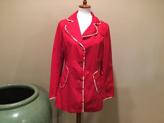 SALE,Womens LONDON FOG Red Trench Jacket / London