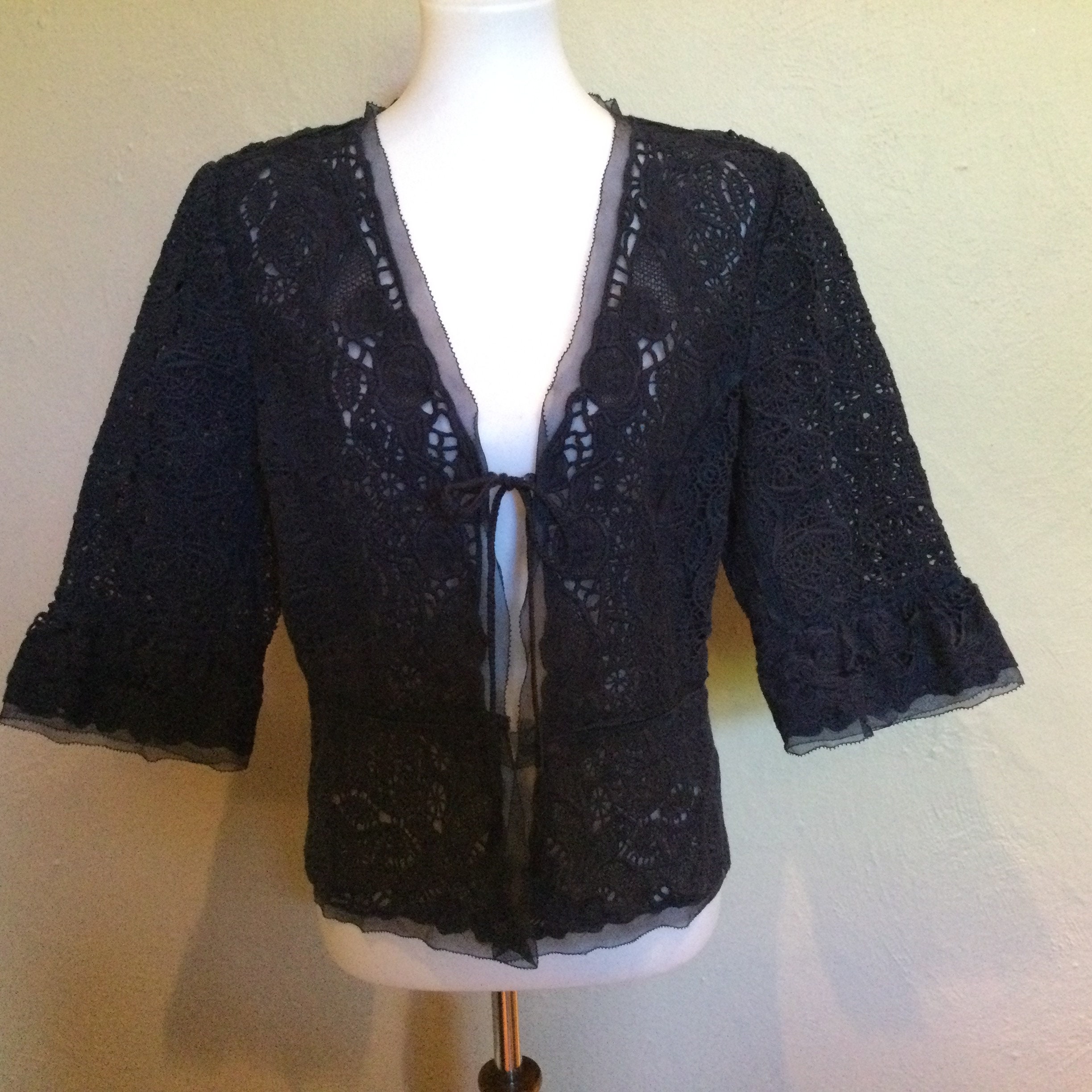 Navy Lace Structured Evening Jacket 