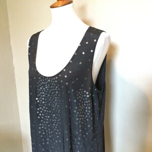 Sequin Tunic by Tracy Reese / Black Sleeveless Sequin Tunic / Tag L / Tracy Reese Floating Metallic Sequin Top / Sequin Party Top image 1