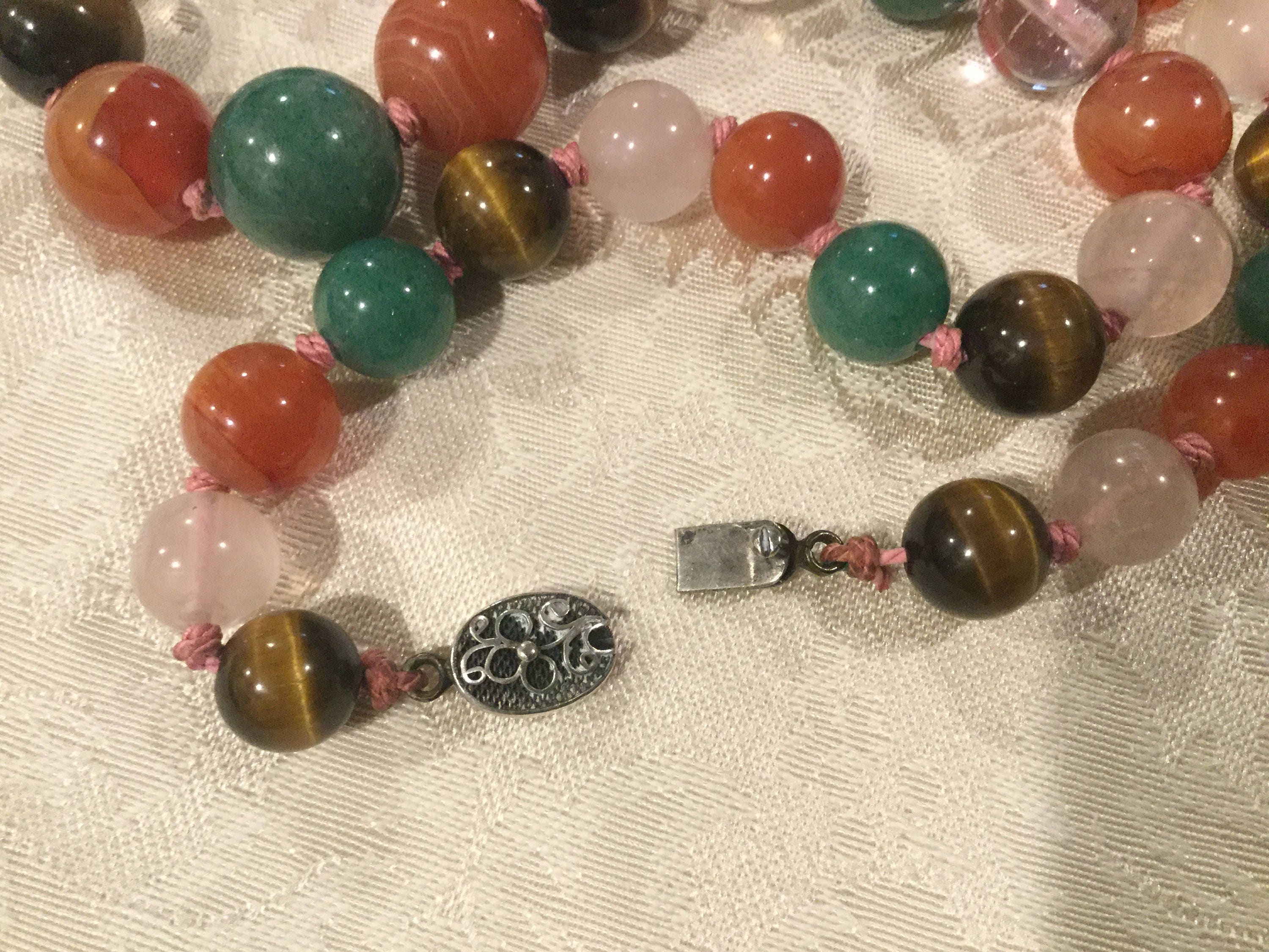 SILVER GEMSTONE Beaded Necklace / Mixed Gemstone Bead Necklace Etsy