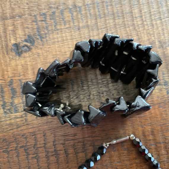 Lot Vintage Black Glass Bead Jewelry / Black Opaq… - image 8