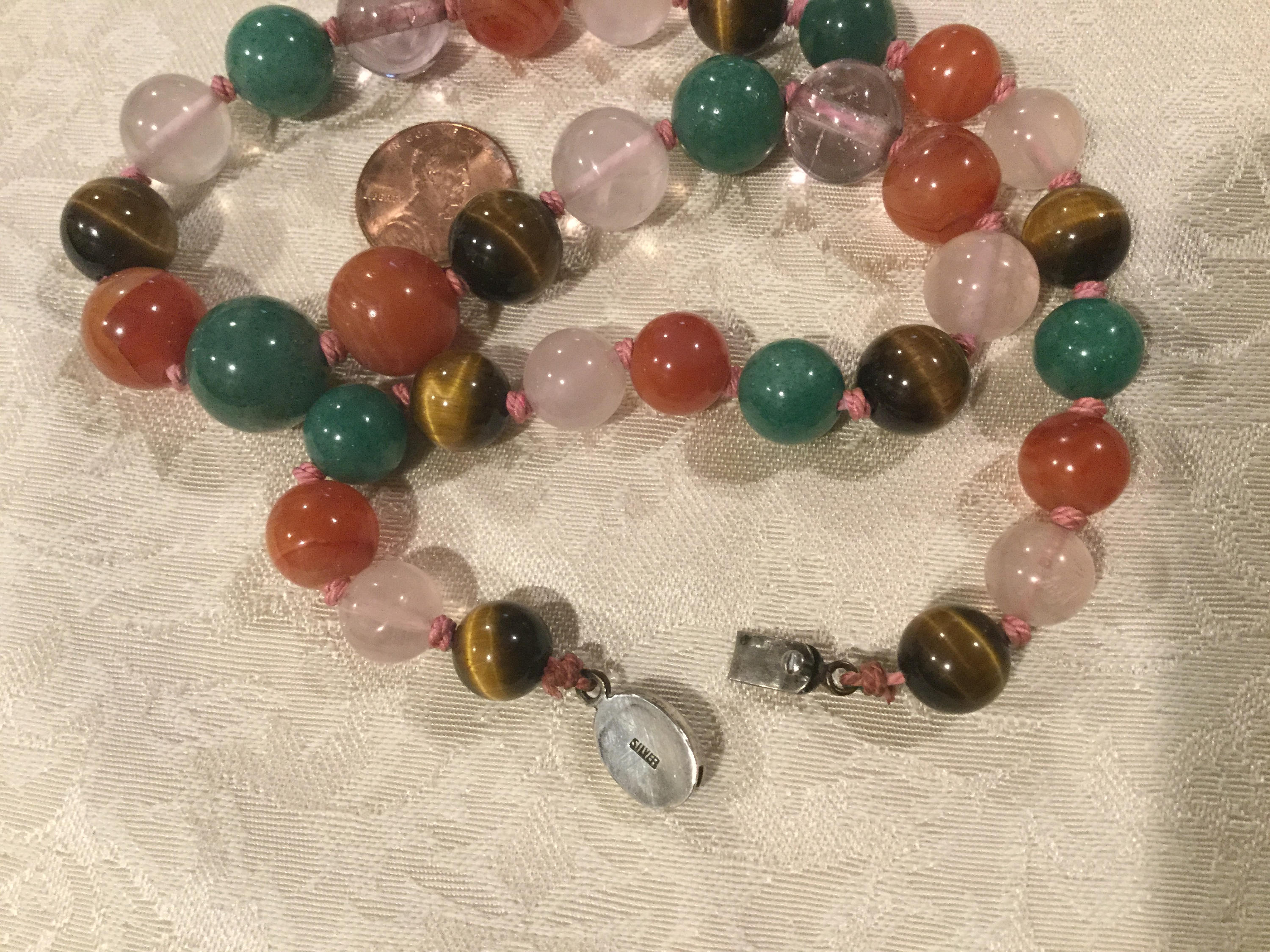 SILVER GEMSTONE Beaded Necklace / Mixed Gemstone Bead Necklace Etsy
