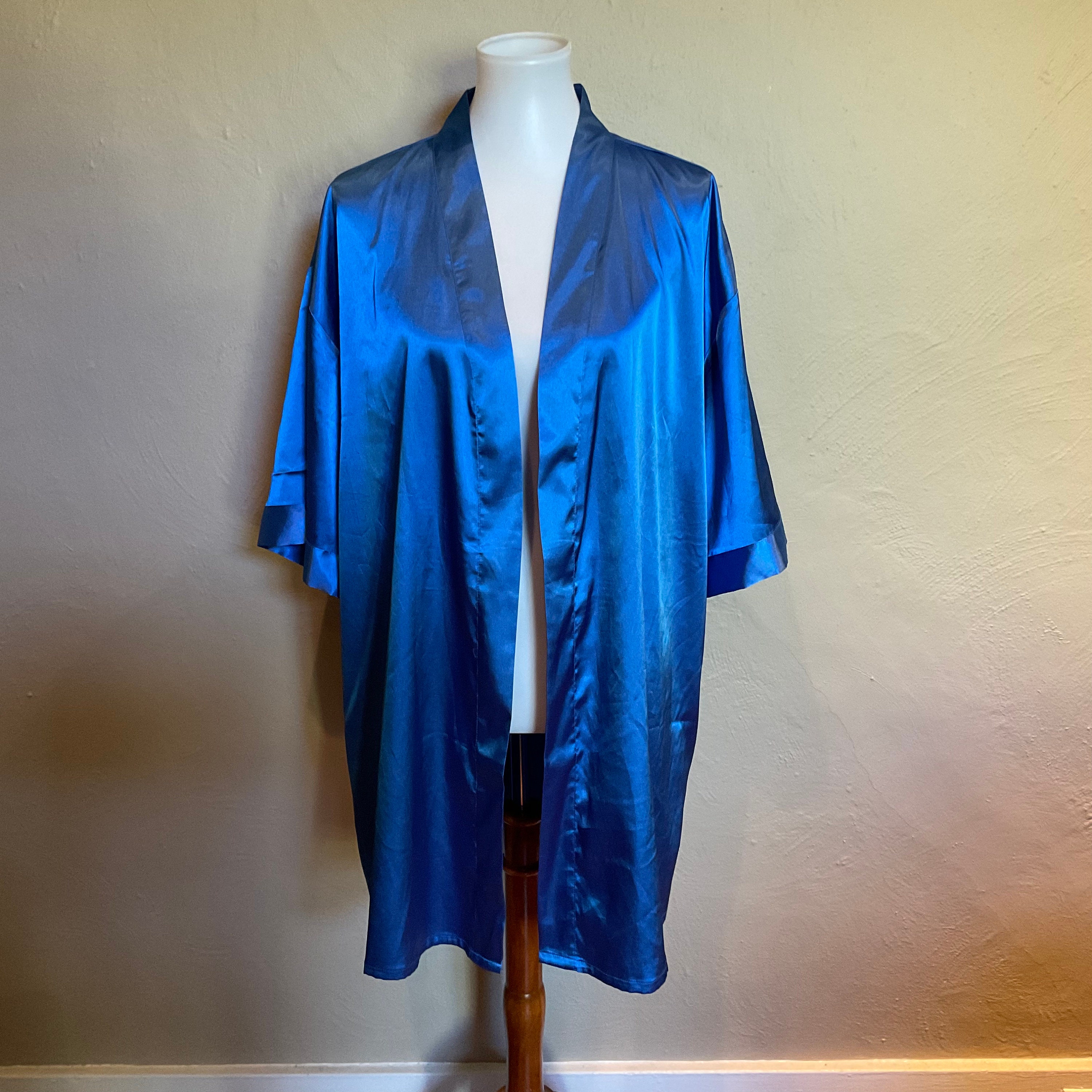 Royal Blue Satin Kimono Robe / Satin Royal Blue Robe / Size S Etsy