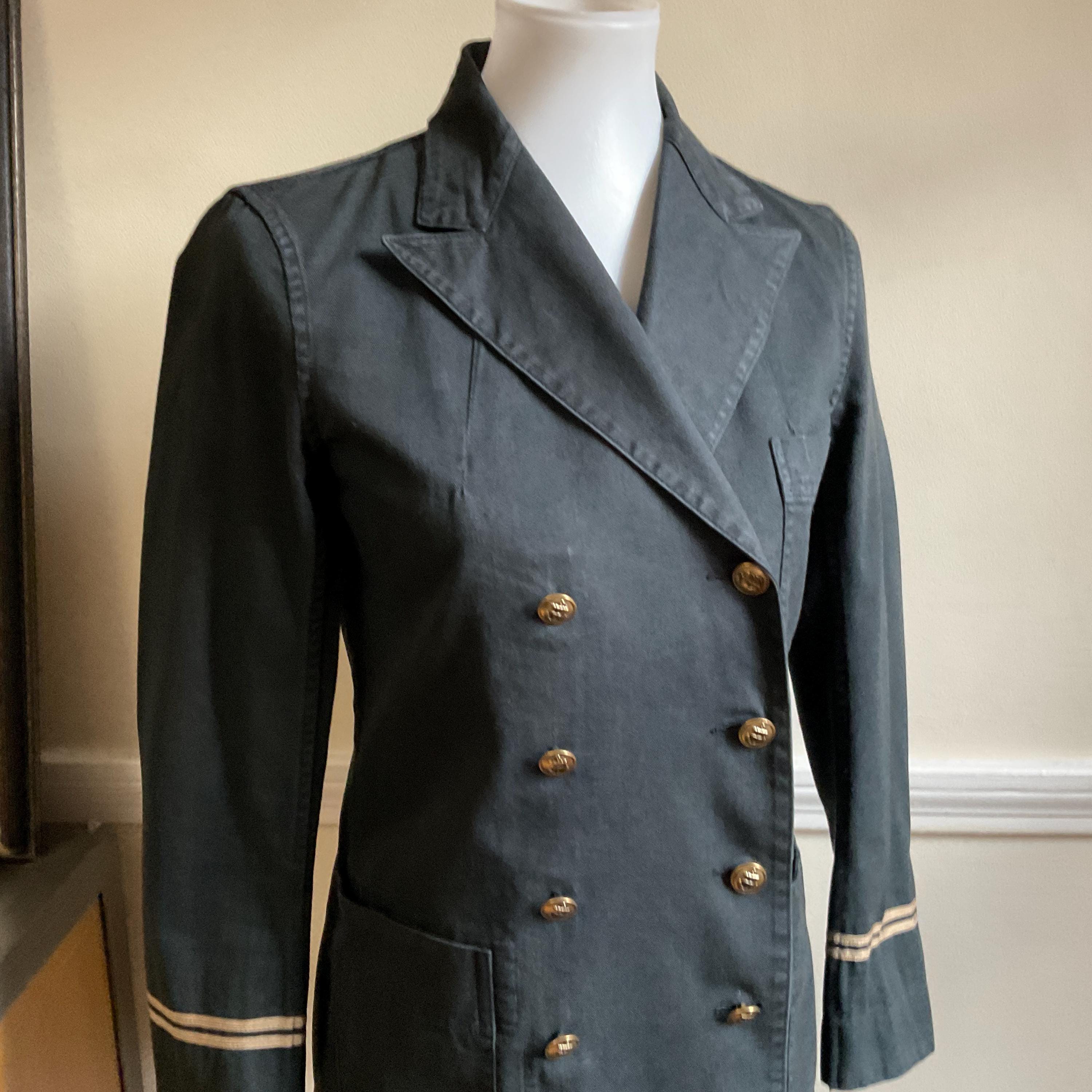 Polo Ralph Lauren Black Nautical Military Style Jacket Cotton 