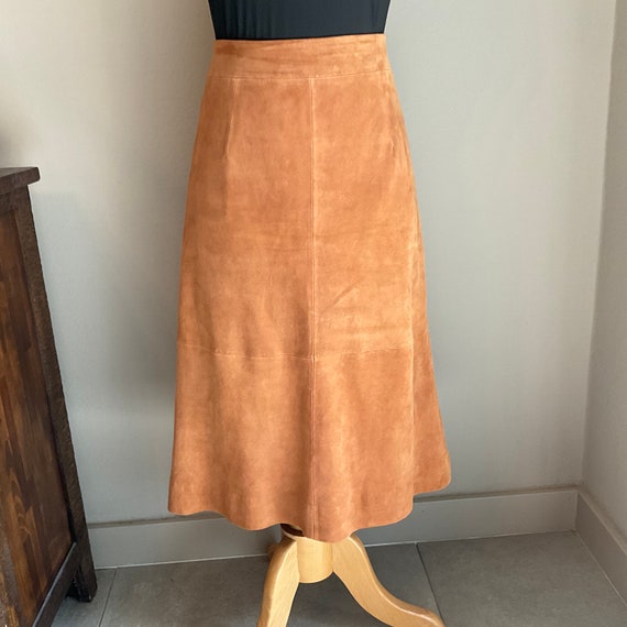 Suede Tan Midi Skirt Ann Taylor / Vintage Ann Tay… - image 2