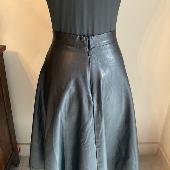 Black Faux Leather Full Skirt Med / Faux Leather … - image 7