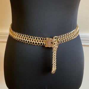 Vintage Gold Tone Chain Link Belt / Chic Style Gold Tone Chain Link Belt / Hipster Gold Tone Chain Belt