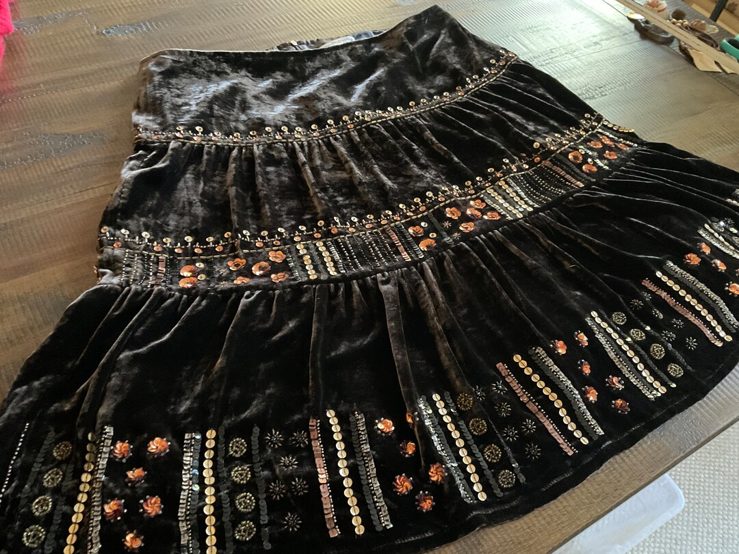 Lilac Sequin Velvet Skirt main image 0