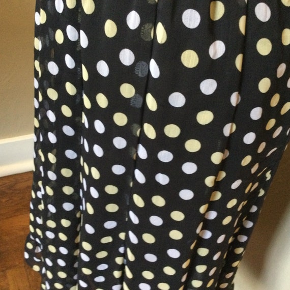 Polka Dot Chiffon Ruffled Skirt / Black White Pol… - image 4