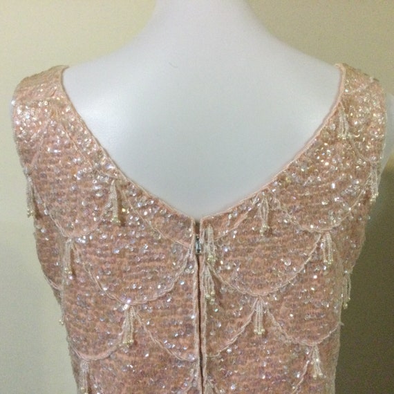 Vintage 50s-60s Pink Sequin Beaded Shell / Mod Go… - image 6