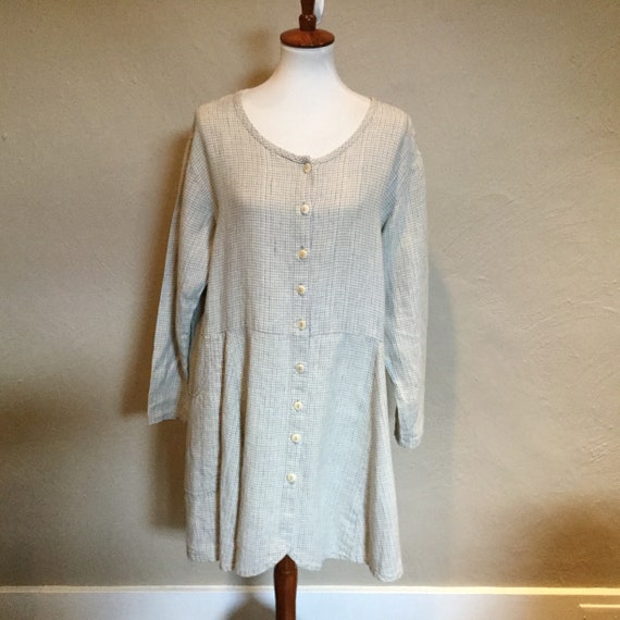 Flax Linen Dress / Loose Fitting Tunic Dress w lon