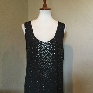 Sequin Tunic by Tracy Reese / Black Sleeveless Sequin Tunic / Tag L / Tracy Reese Floating Metallic Sequin Top / Sequin Party Top image 4