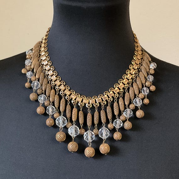 Miriam Haskell Statement Necklace Frank Hess Design Gold Crystal / Miriam Haskell Frank Hess Featured Bookpiece Unsigned