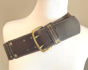 Brighton Brown Faux Lizard Leather Belt Silver & Gold Tone  display picture 1