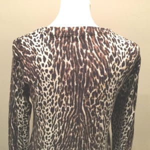 Leopard Print Merino Wool Sweater Med / Animal Print J Crew Wool Pullover / Ribbed Trim Classic J Crew Leopard Merino Wool Sweater image 6