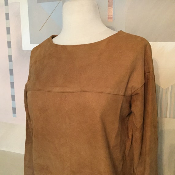 Southwest Suede Leather Top / Honey Brown Lambs Su