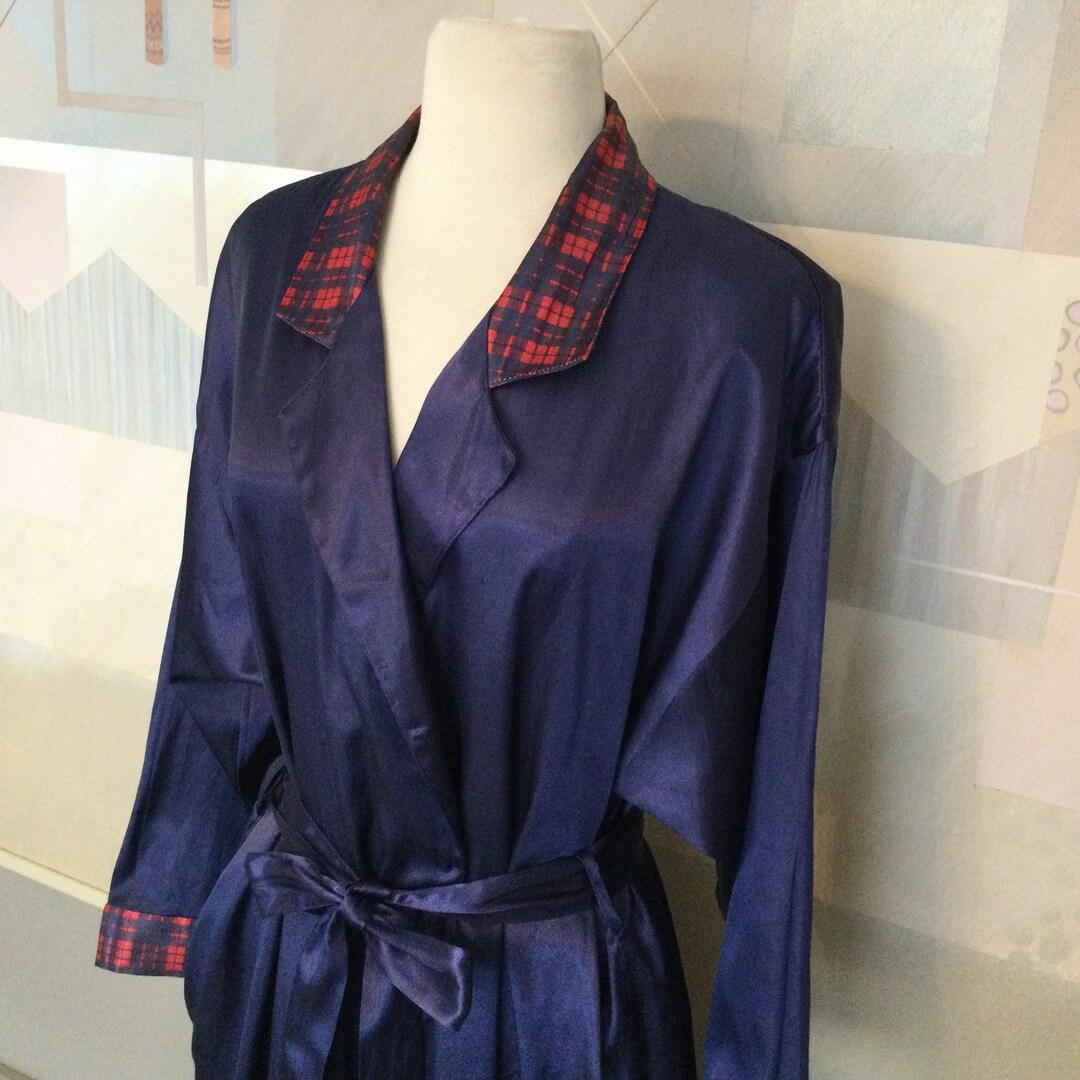 40's Blue and Silver Stripe Robe by Fireside Brand