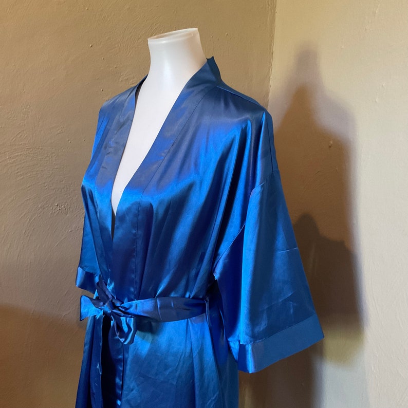Royal Blue Satin Kimono Robe / Satin Royal Blue Robe / Size S Etsy