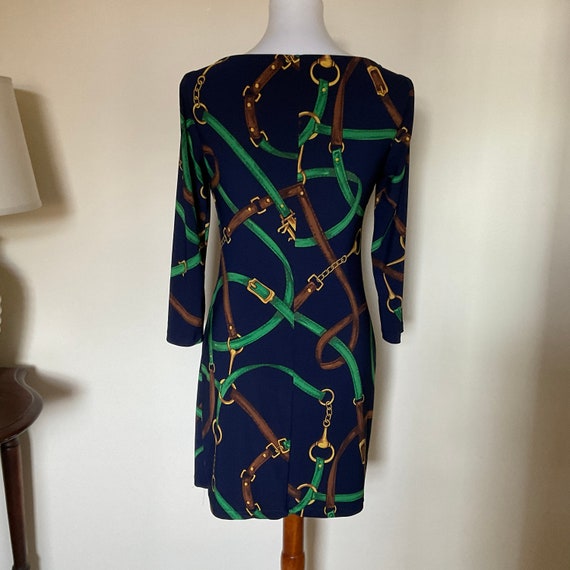 Ralph Lauren Navy Equestrian Print Sheath Dress / Ral… - Gem